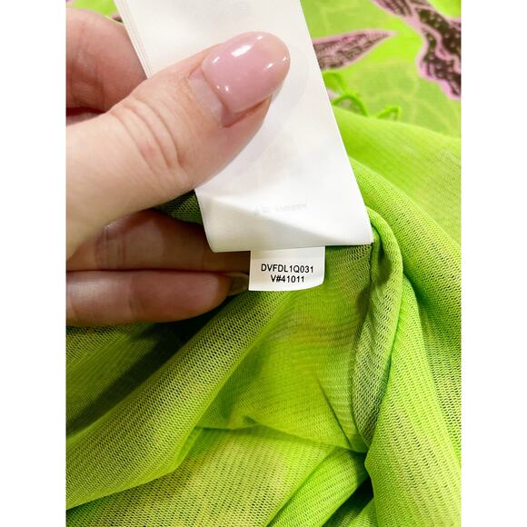 Diane Von Furstemberg Mesh Dress Sun Prairie Soft Green Large - Picture 8 of 8